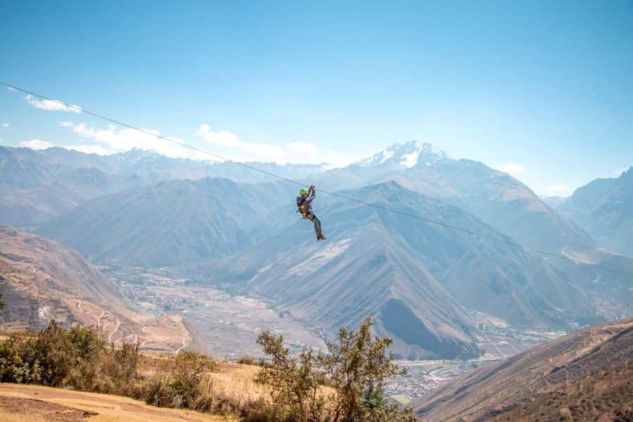 Cusco: Zipline in the Sacred Valley - The four-cable flight ladder over the Sacred Valley
