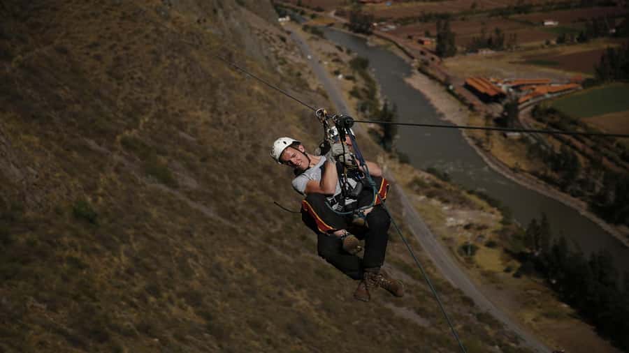 From Cusco: Via Ferrata & Zip Line with lunch - Zip line descent over the Sacred Valley: adrenaline with a clear payoff