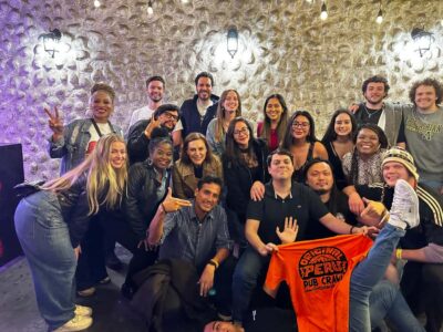 Lima: Party tour Fridays Barranco / Saturdays Miraflores - Meeting at Plaza Barranco and the orange-shirt guide system
